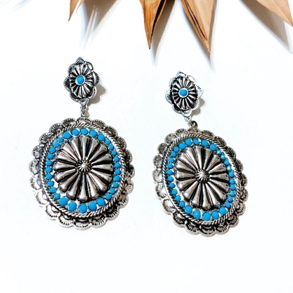 Silver boho dangle earrings S505